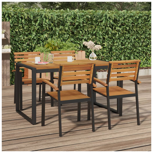 Garden Table with U-shaped Legs 140x80x75 cm Solid Wood Acacia