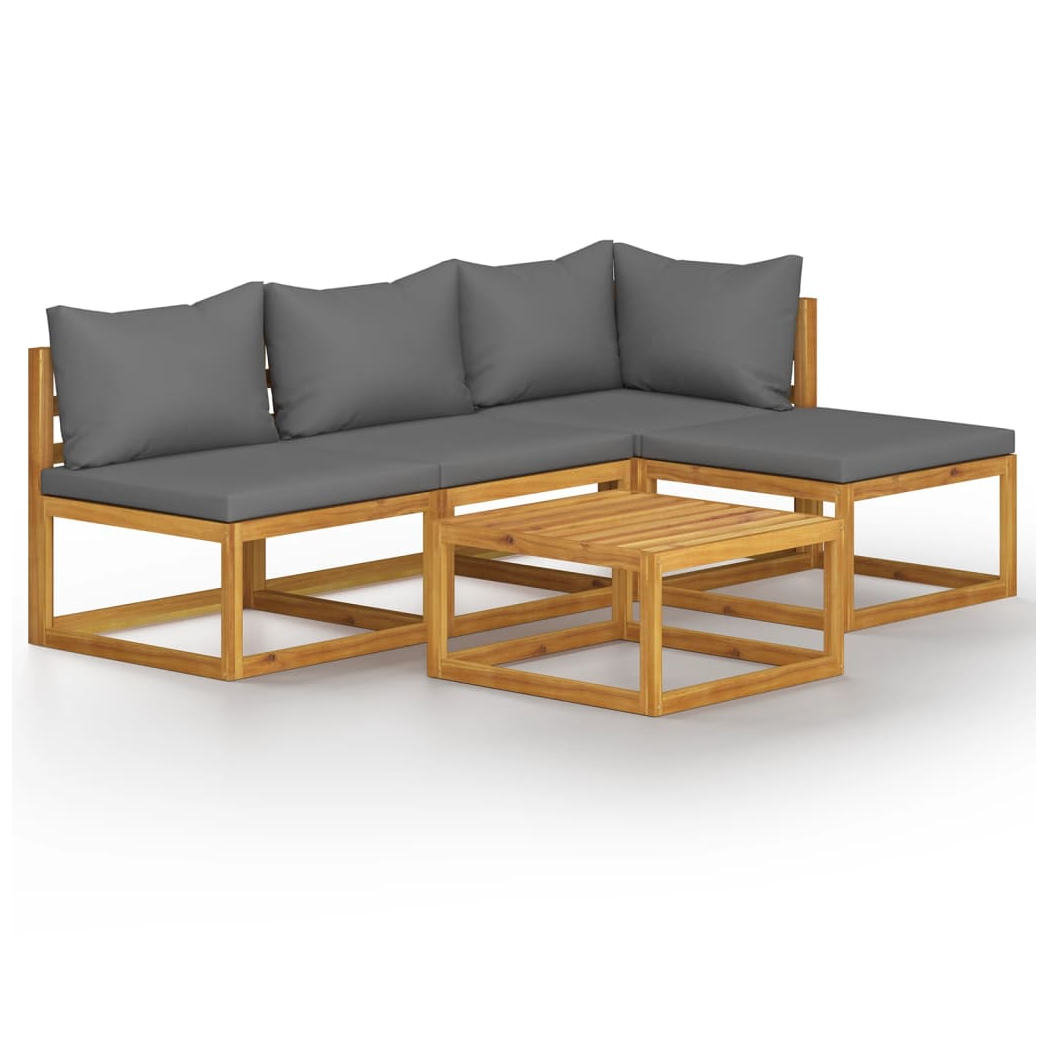 5 Piece Garden Lounge Set with Cushions Solid Wood Acacia (UK/IE/FI/NO only)