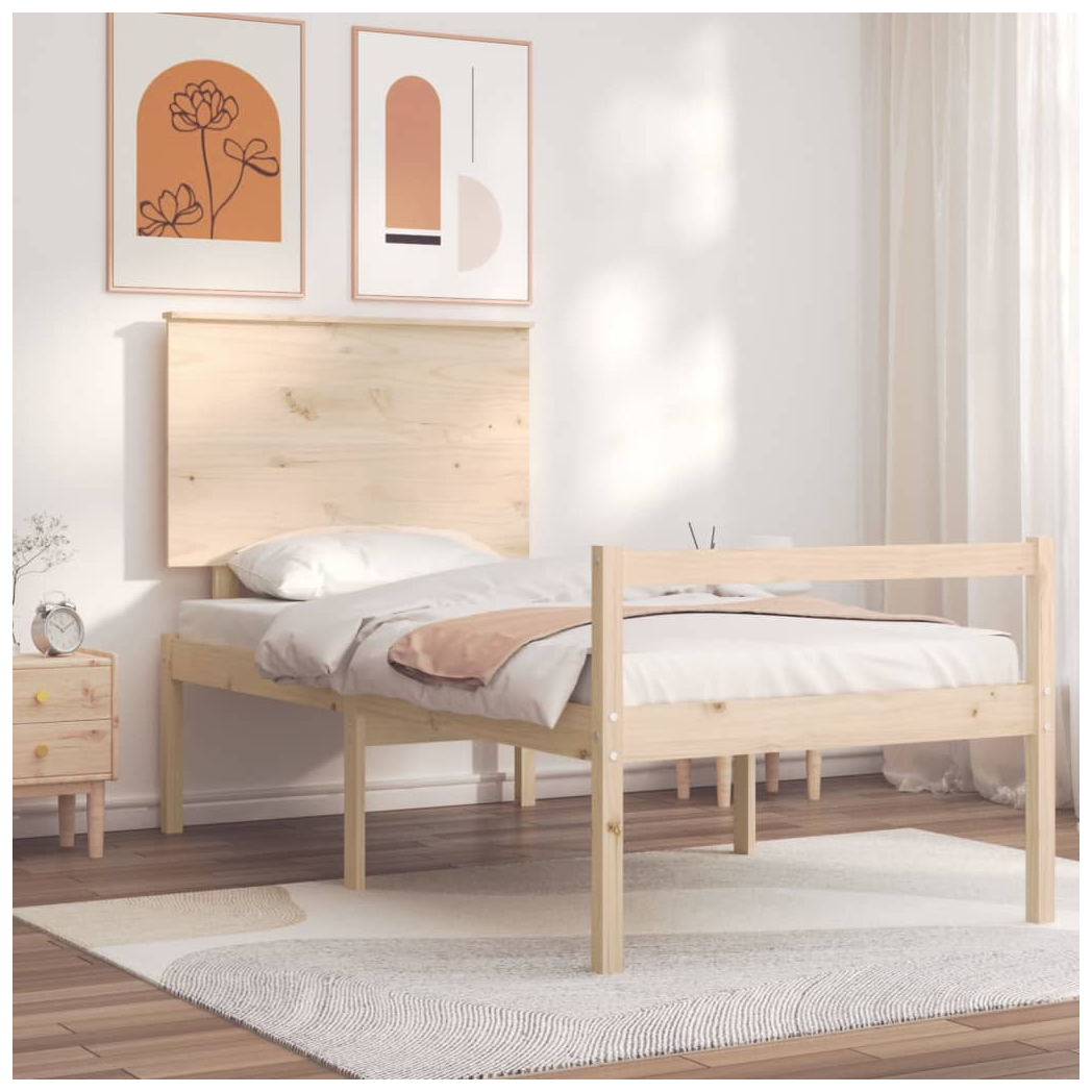 Bed Frame with Headboard 100x200 cm Solid Wood