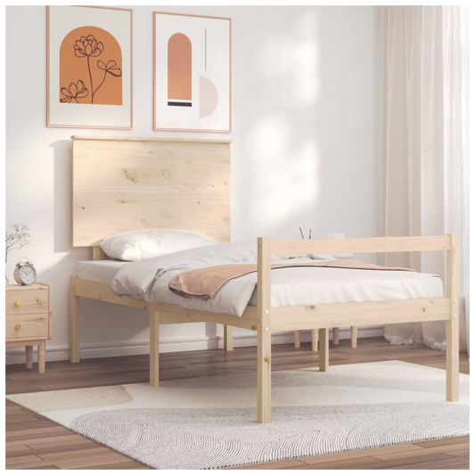 Bed Frame with Headboard 100x200 cm Solid Wood