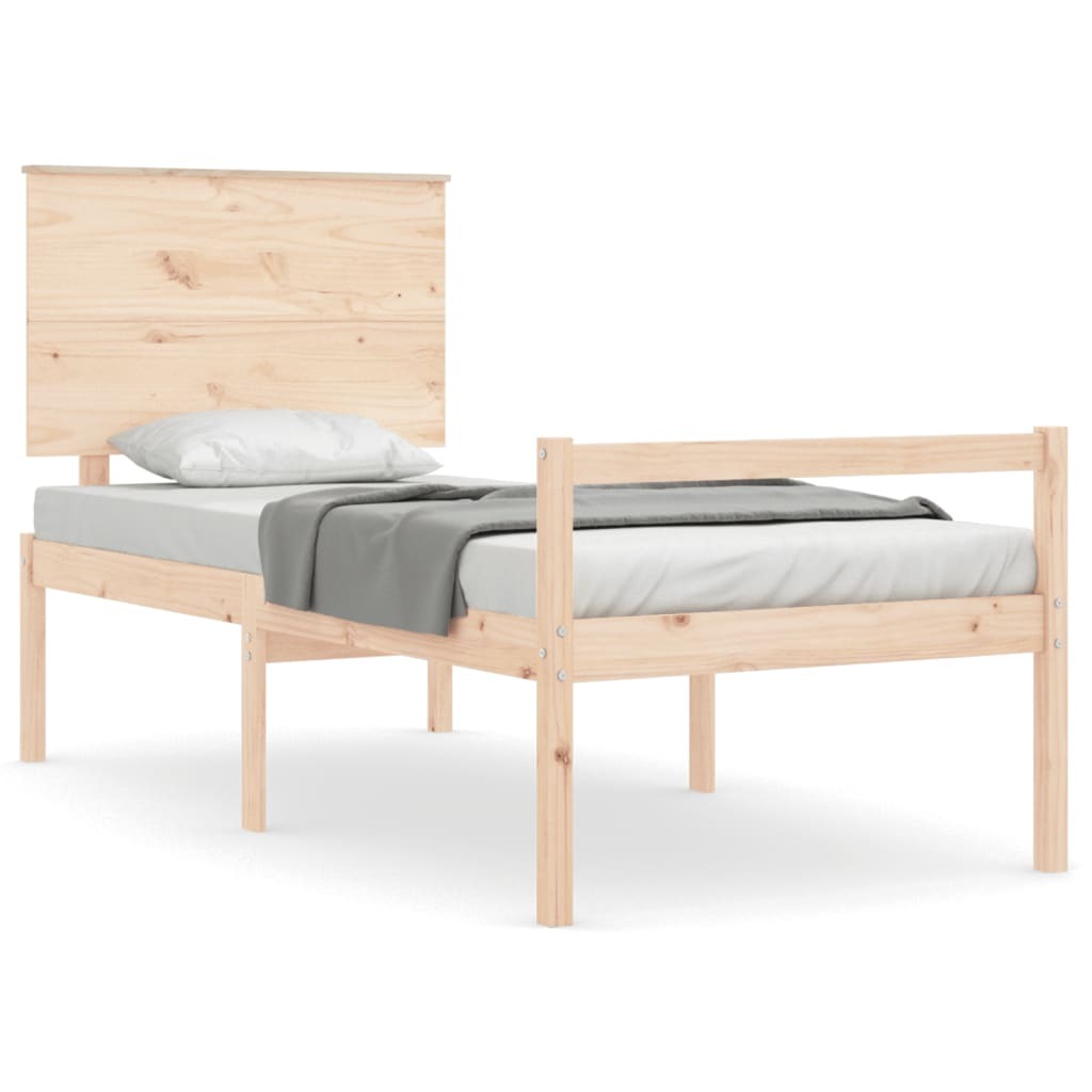 Bed Frame with Headboard 100x200 cm Solid Wood