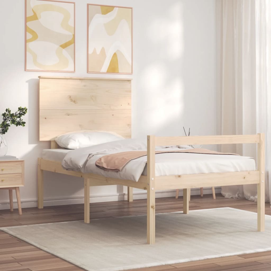 Bed Frame with Headboard 100x200 cm Solid Wood