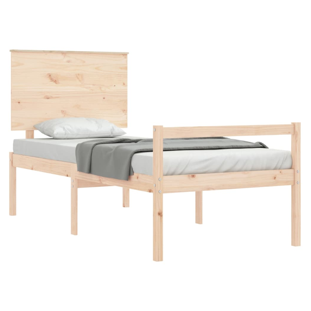Bed Frame with Headboard 100x200 cm Solid Wood