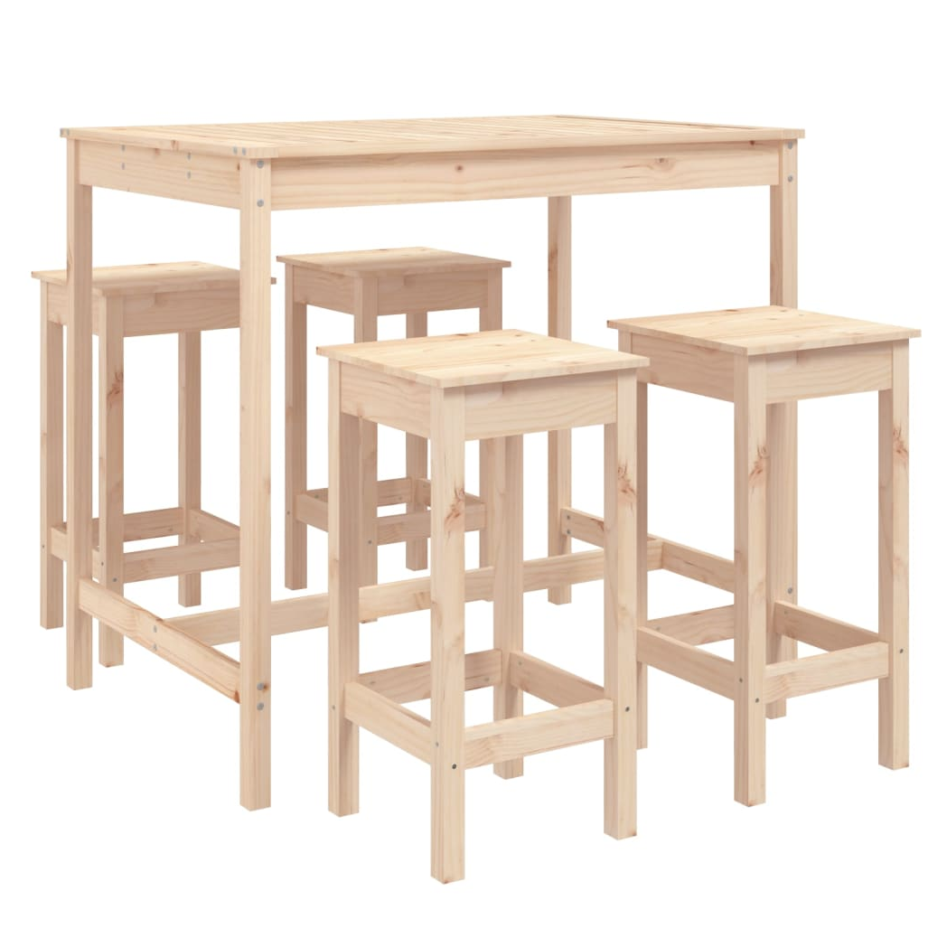 5 Piece Garden Bar Set Solid Wood Pine