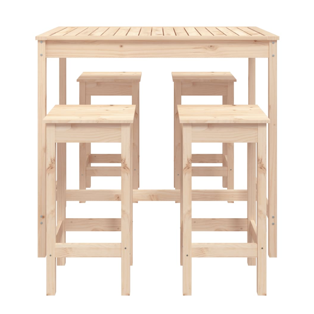 5 Piece Garden Bar Set Solid Wood Pine