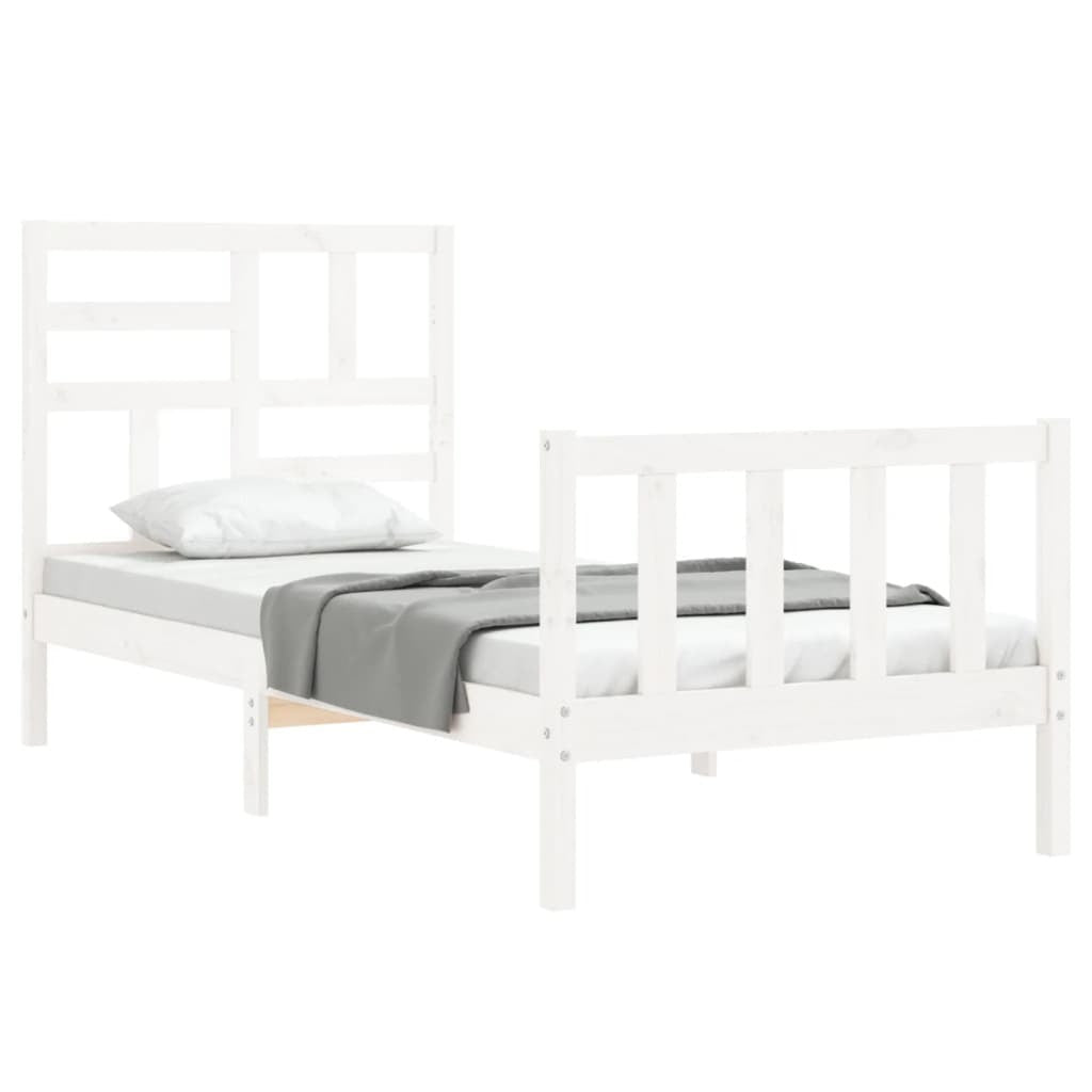 Bed Frame with Headboard White 90x200 cm Solid Wood