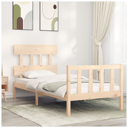 Bed Frame with Headboard 90x200 cm Solid Wood