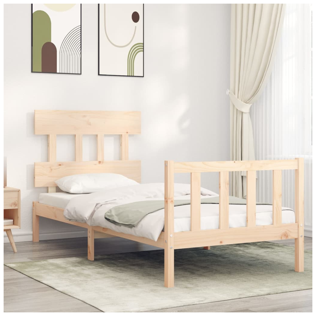 Bed Frame with Headboard 90x200 cm Solid Wood