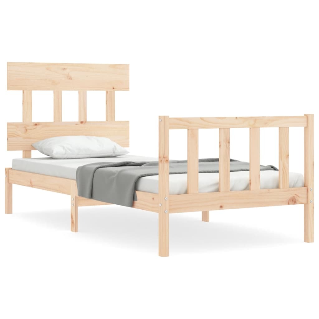Bed Frame with Headboard 90x200 cm Solid Wood