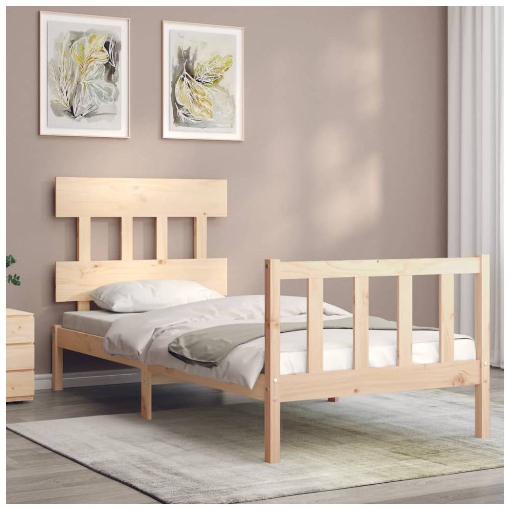 Bed Frame with Headboard 90x200 cm Solid Wood