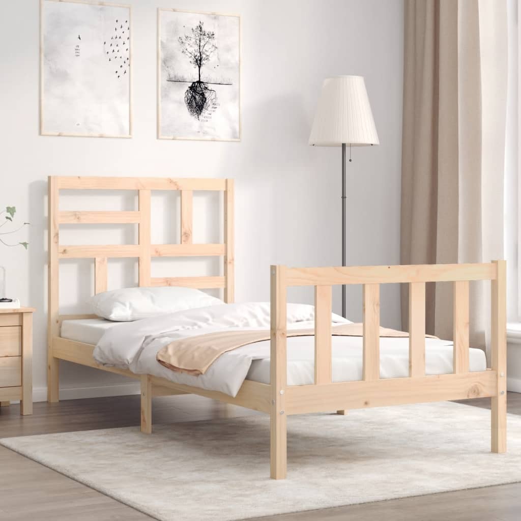 Bed Frame with Headboard 90x200 cm Solid Wood