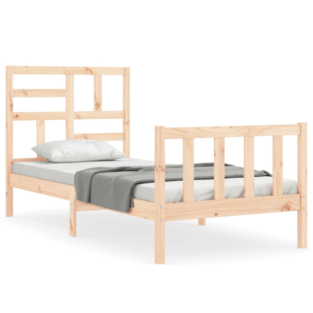 Bed Frame with Headboard 90x200 cm Solid Wood