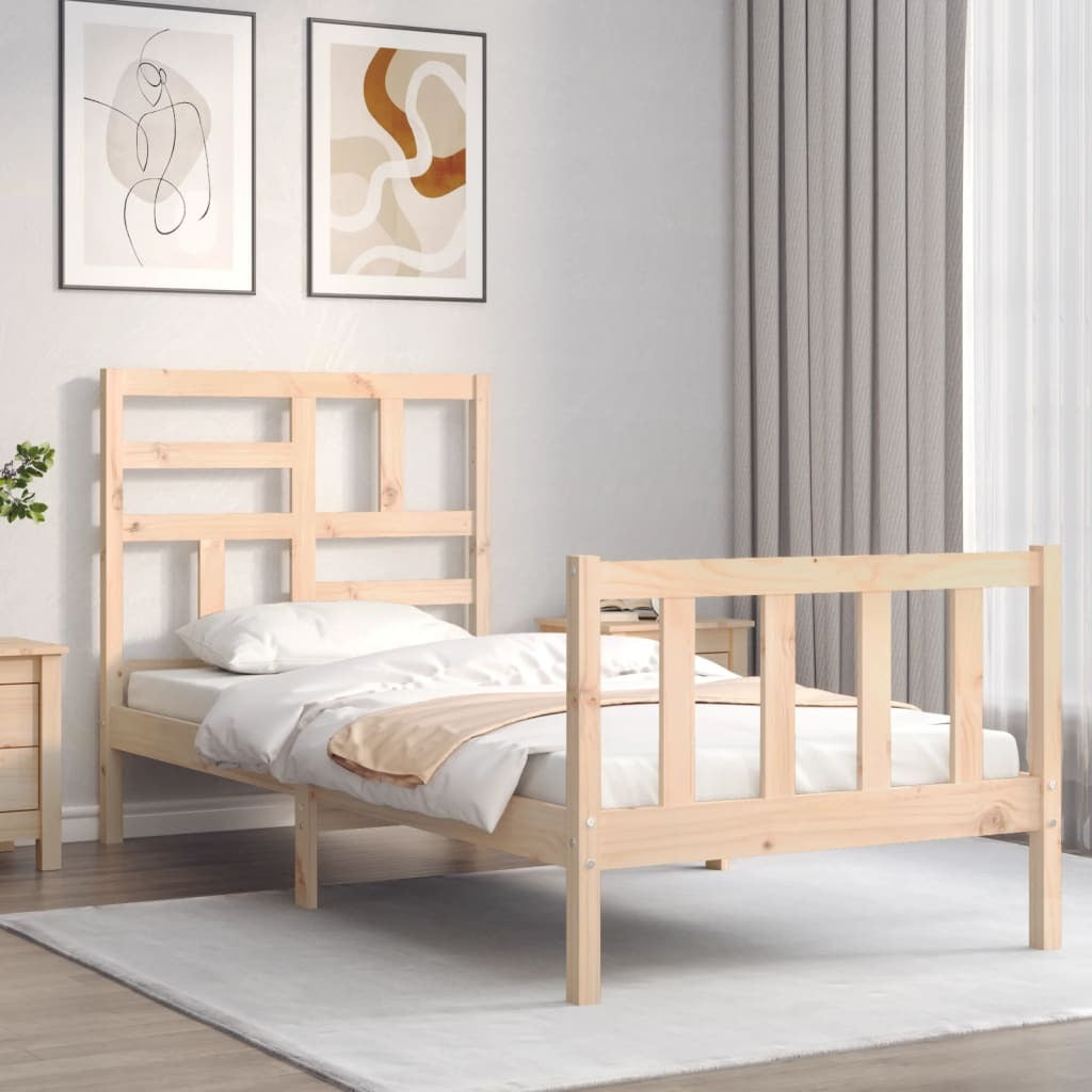 Bed Frame with Headboard 90x200 cm Solid Wood