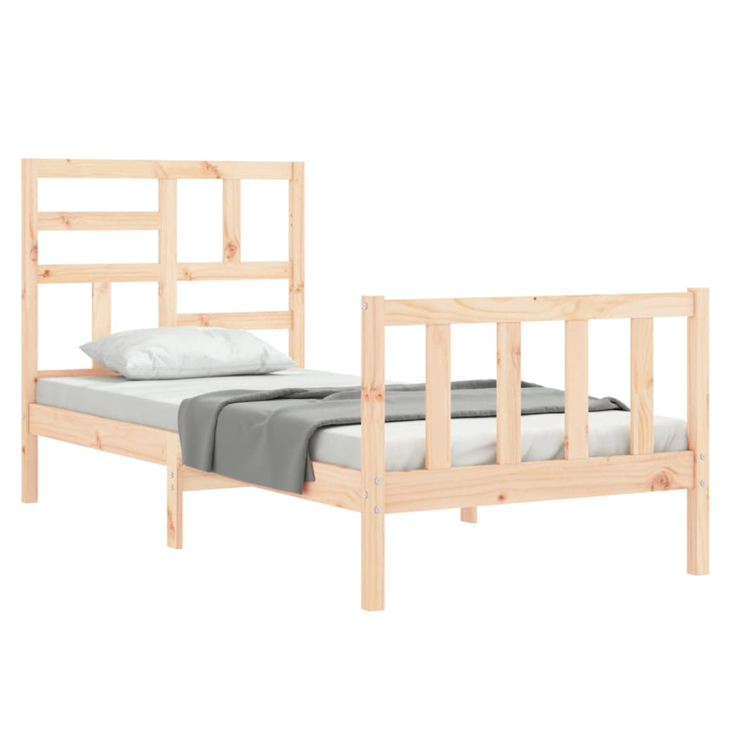 Bed Frame with Headboard 90x200 cm Solid Wood