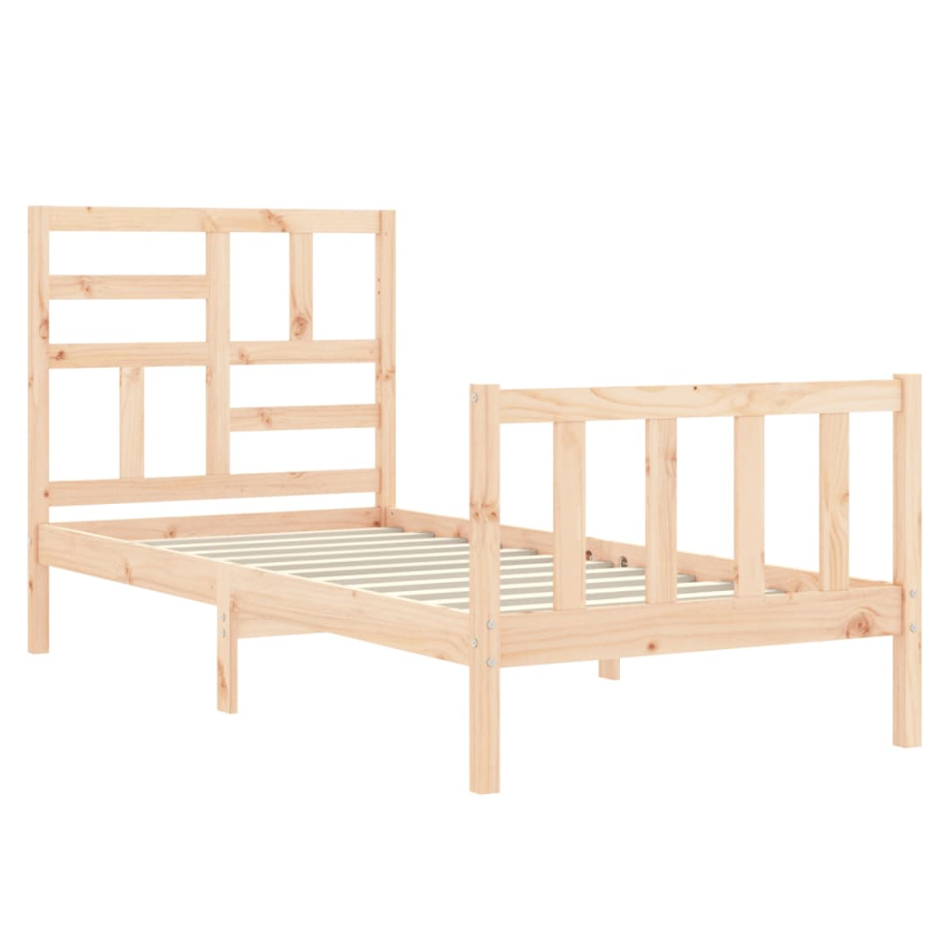 Bed Frame with Headboard 90x200 cm Solid Wood