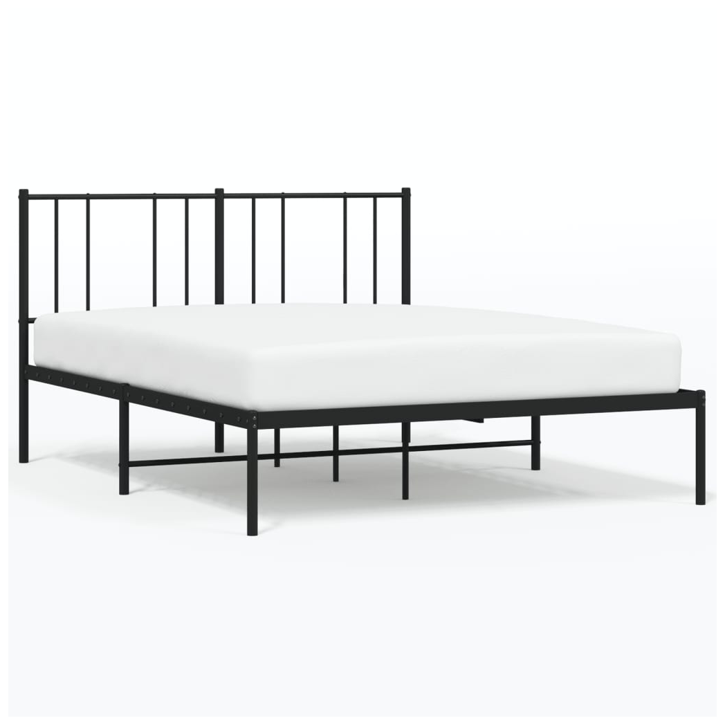Metal Bed Frame with Headboard Black 120x190 cm Small Double