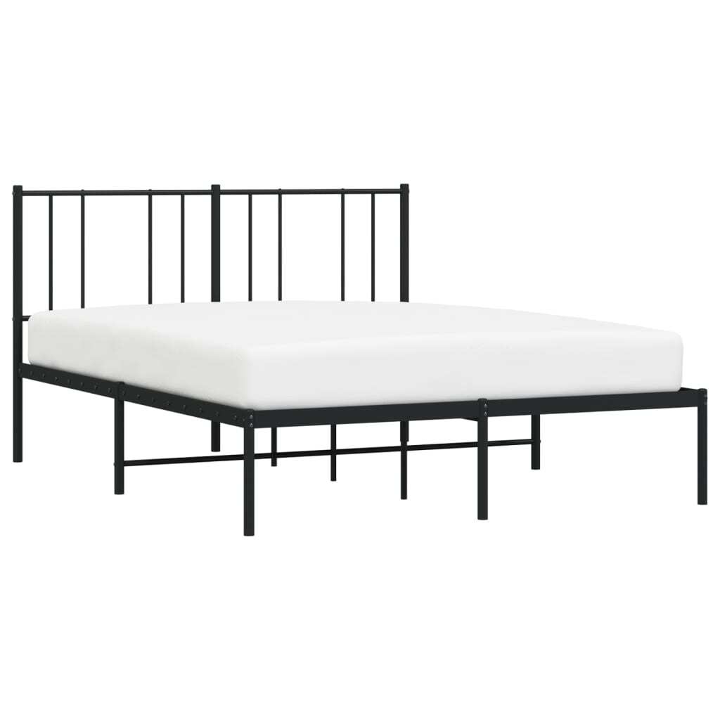 Metal Bed Frame with Headboard Black 120x190 cm Small Double