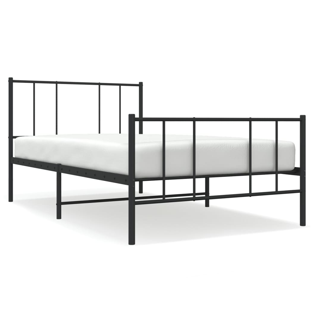 Metal Bed Frame with Headboard and Footboard Black 80x200 cm