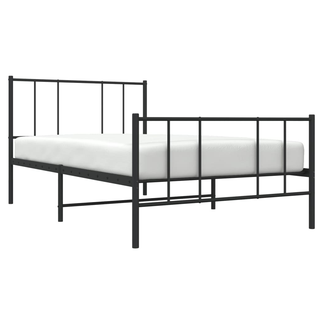 Metal Bed Frame with Headboard and Footboard Black 80x200 cm