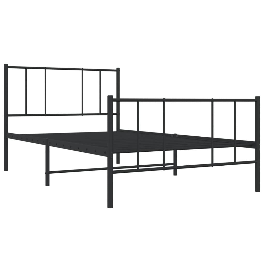 Metal Bed Frame with Headboard and Footboard Black 80x200 cm
