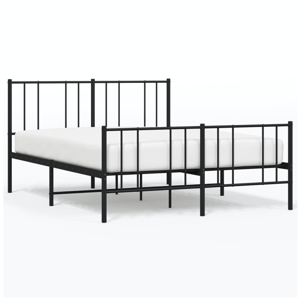 Metal Bed Frame with Headboard and Footboard Black 160x200 cm