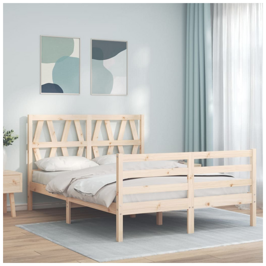 Bed Frame with Headboard Small Double Solid Wood