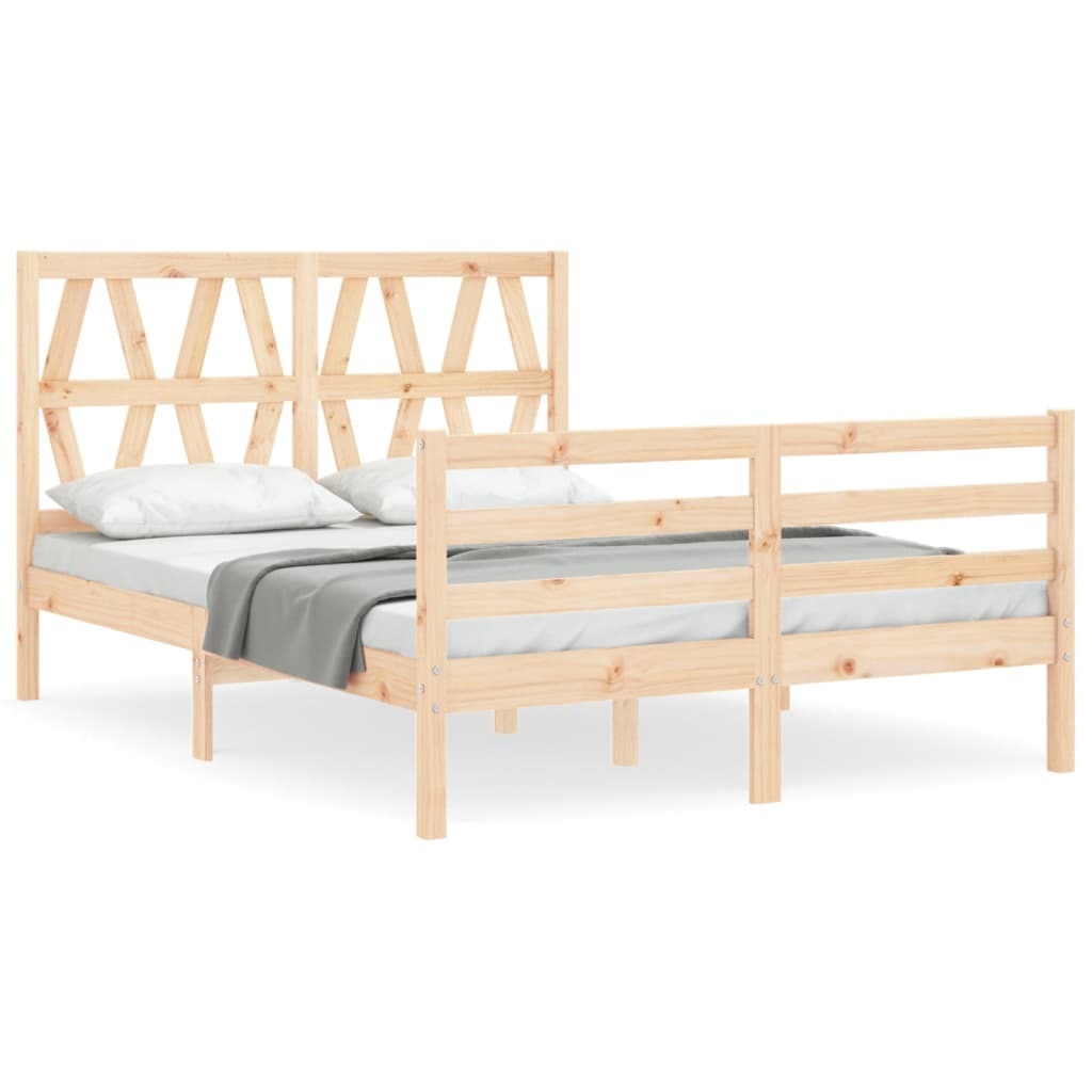 Bed Frame with Headboard Small Double Solid Wood