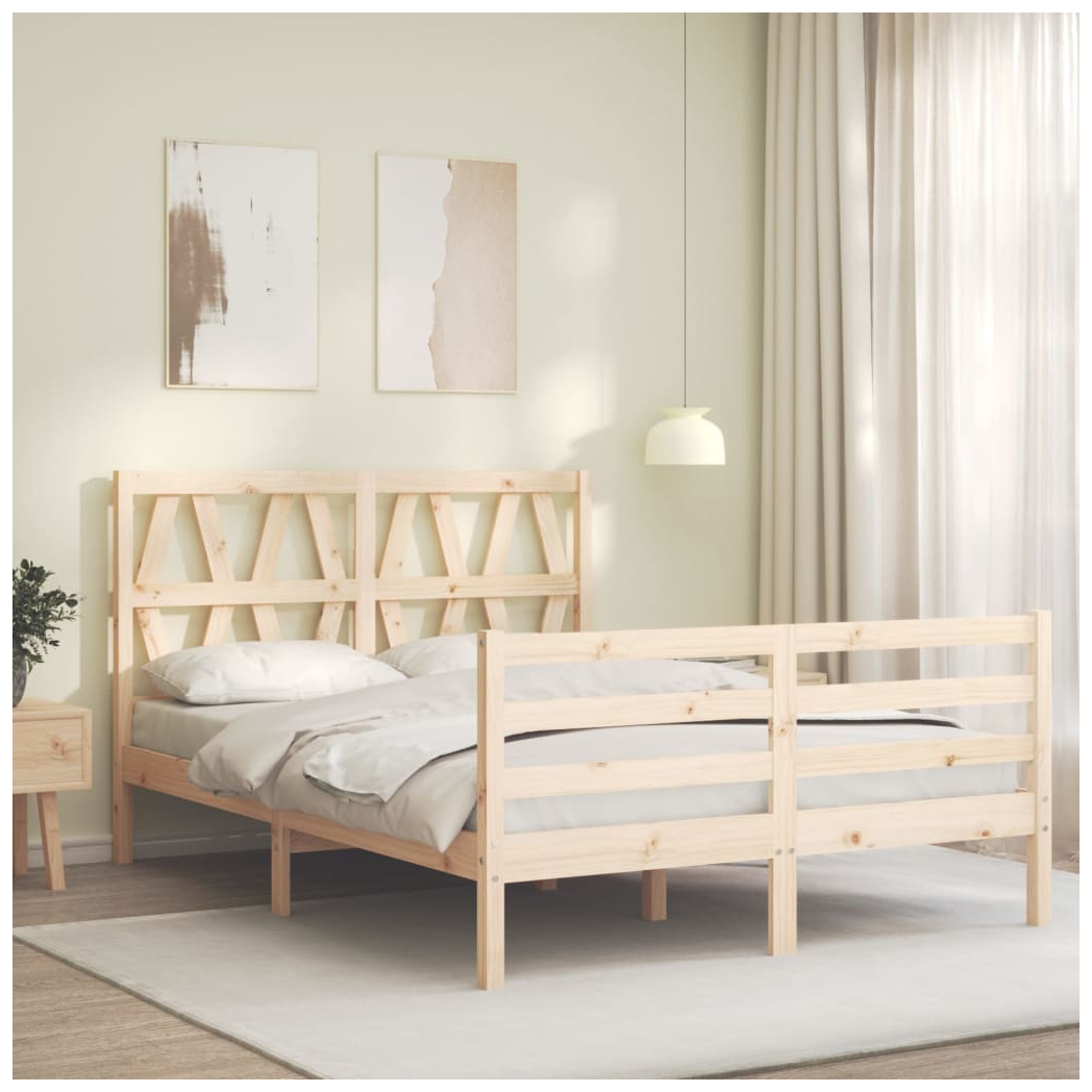 Bed Frame with Headboard Small Double Solid Wood