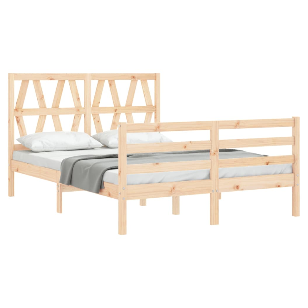 Bed Frame with Headboard Small Double Solid Wood