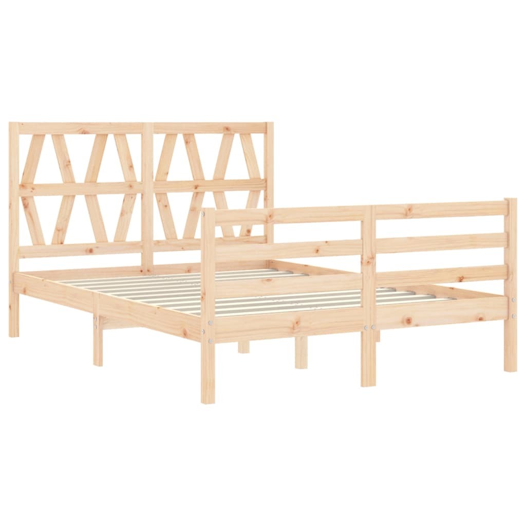 Bed Frame with Headboard Small Double Solid Wood