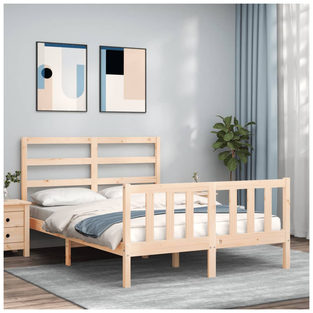 Bed Frame with Headboard 120x200 cm Solid Wood
