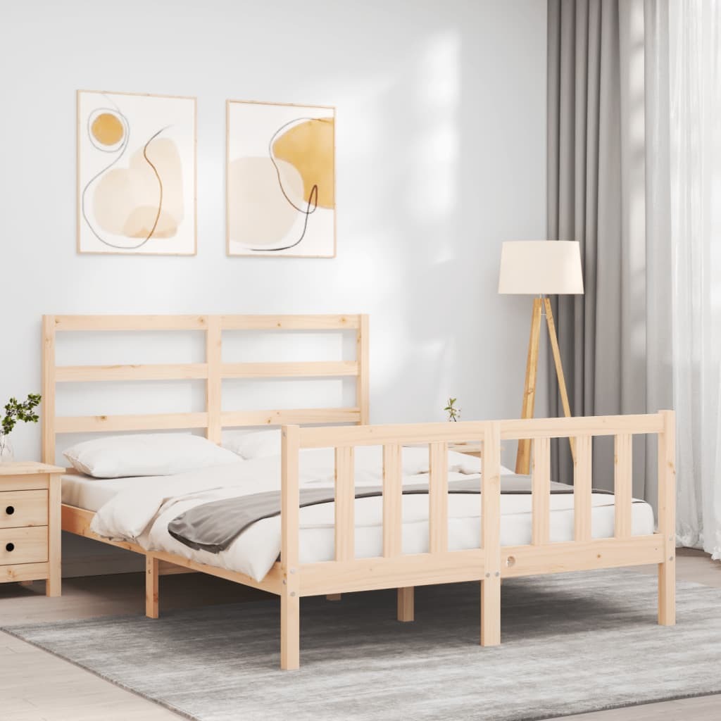 Bed Frame with Headboard 120x200 cm Solid Wood