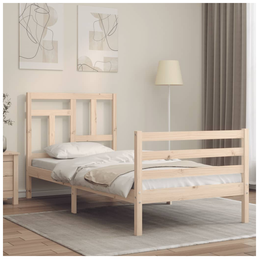Bed Frame with Headboard 90x200 cm Solid Wood