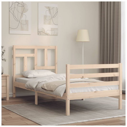 Bed Frame with Headboard 90x200 cm Solid Wood
