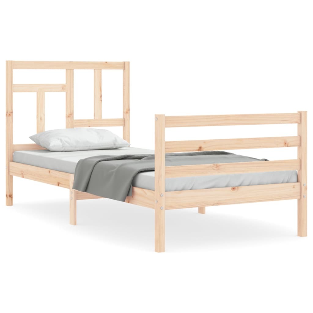 Bed Frame with Headboard 90x200 cm Solid Wood