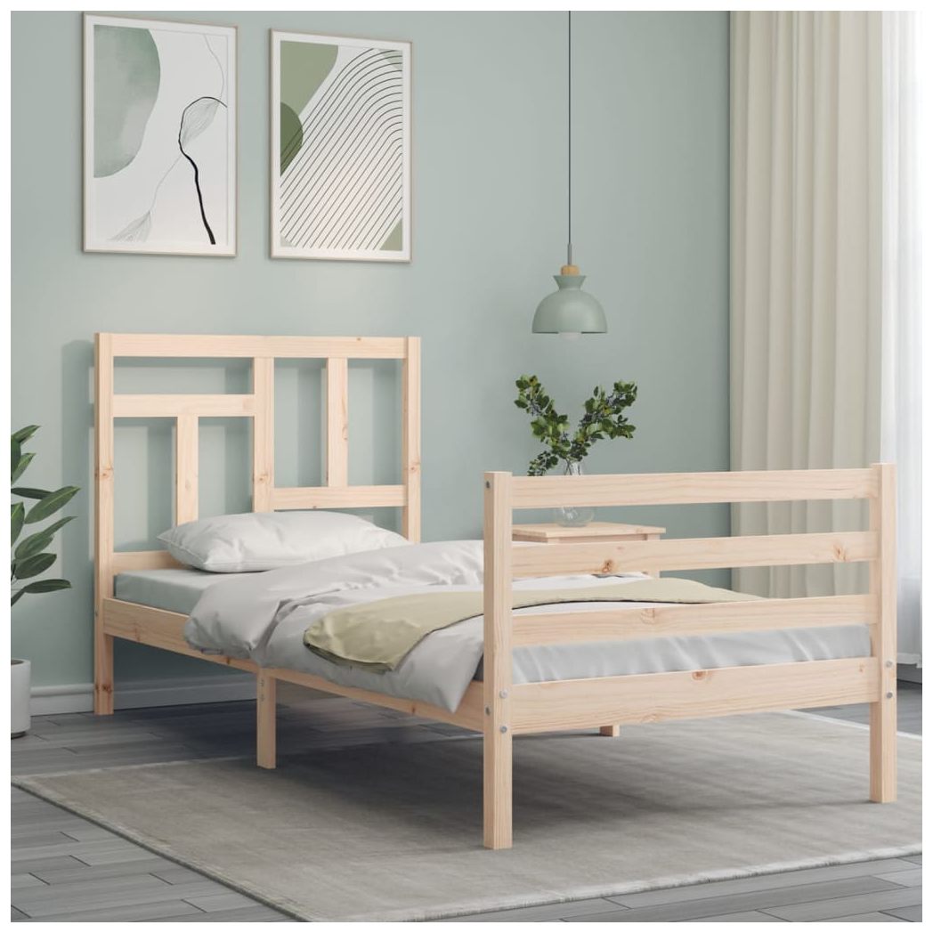 Bed Frame with Headboard 90x200 cm Solid Wood