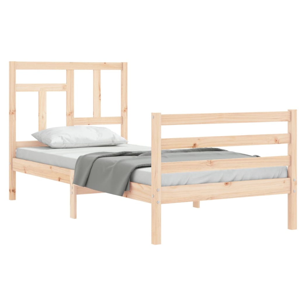 Bed Frame with Headboard 90x200 cm Solid Wood