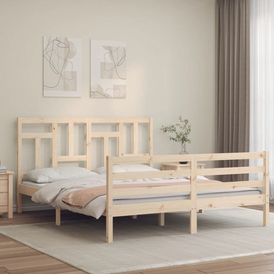 Bed Frame with Headboard 160x200 cm Solid Wood