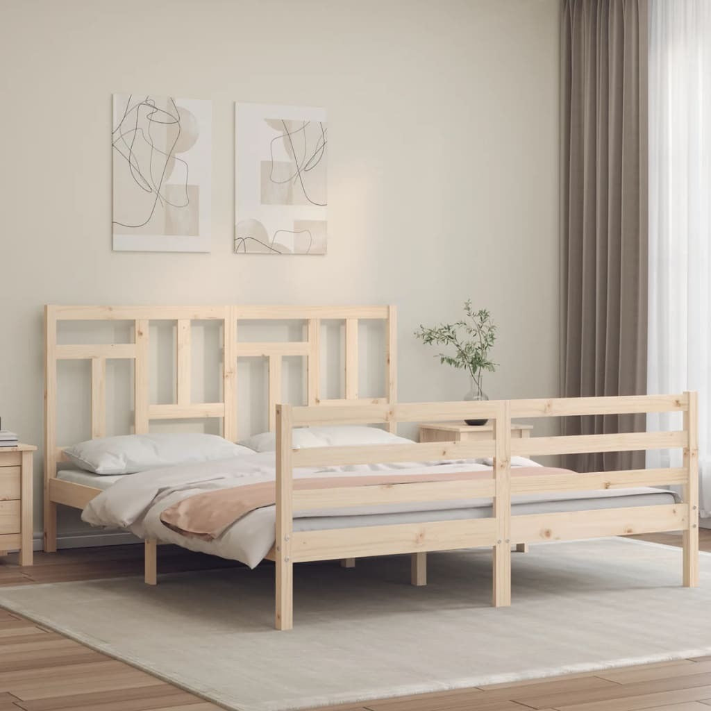 Bed Frame with Headboard 160x200 cm Solid Wood