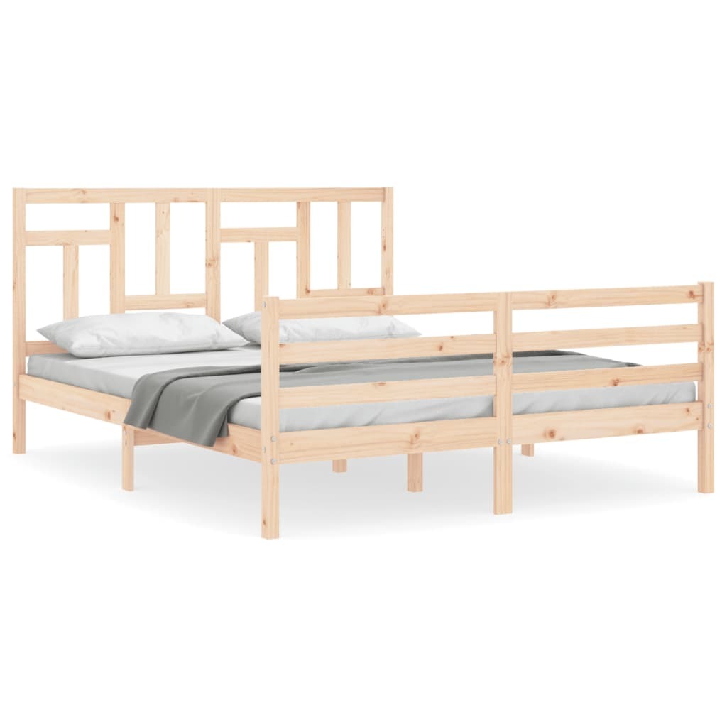 Bed Frame with Headboard 160x200 cm Solid Wood