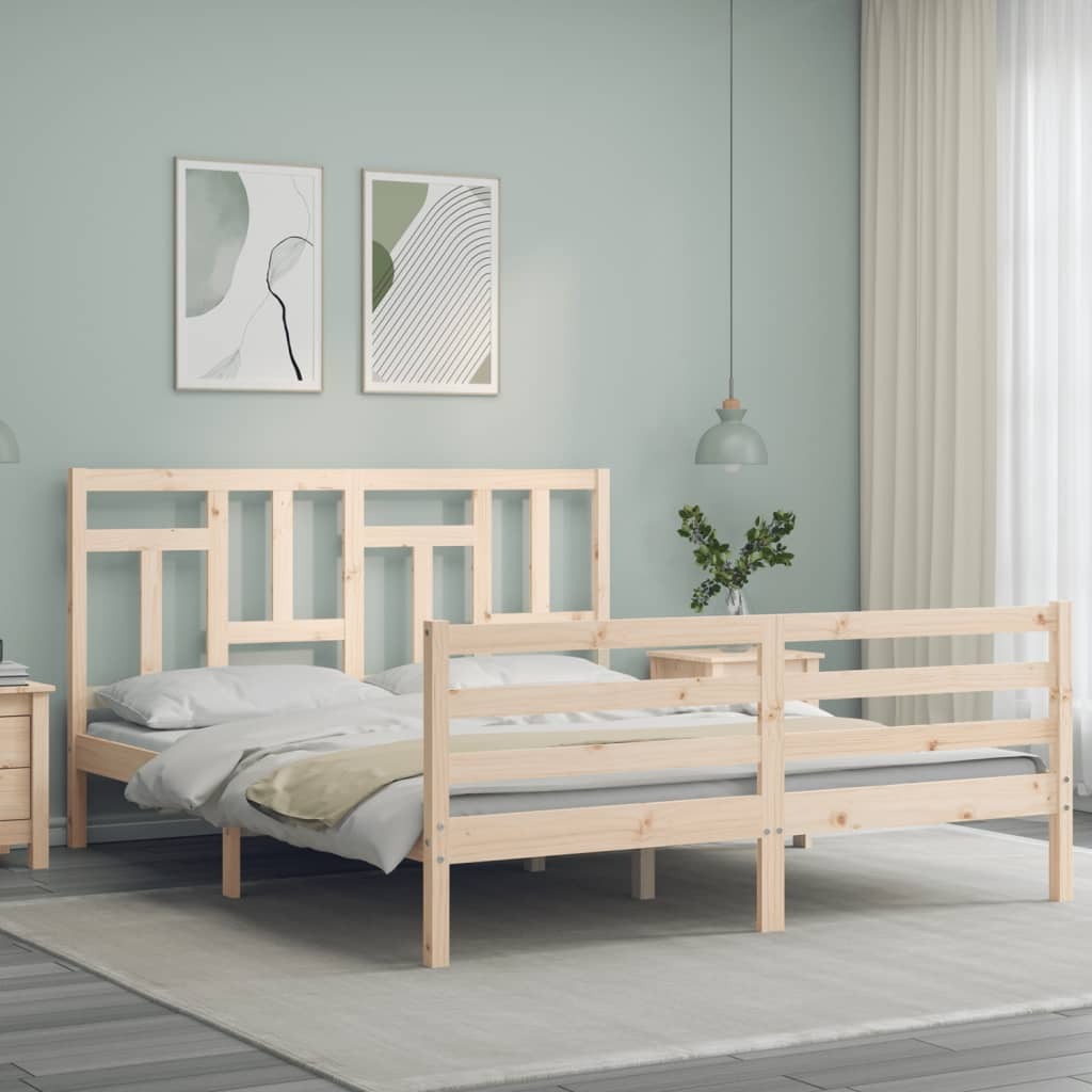 Bed Frame with Headboard 160x200 cm Solid Wood