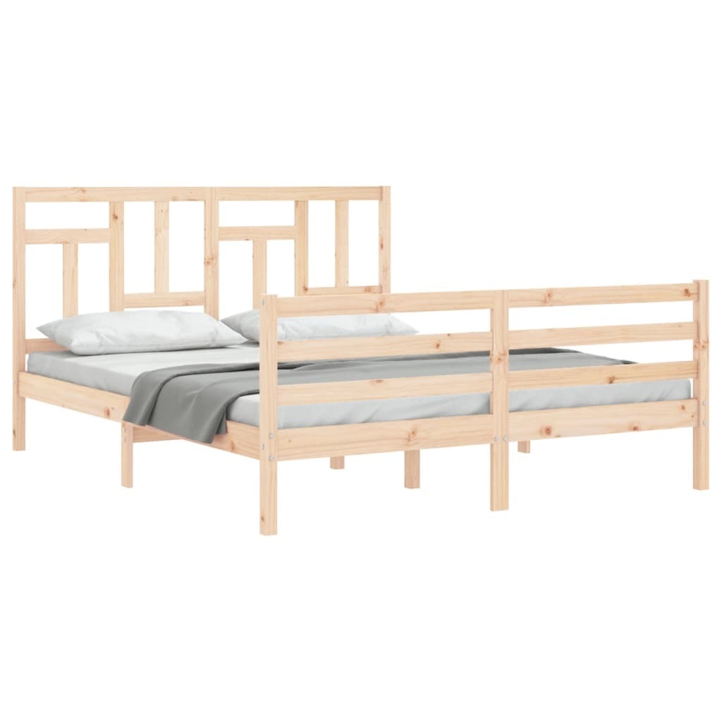 Bed Frame with Headboard 160x200 cm Solid Wood