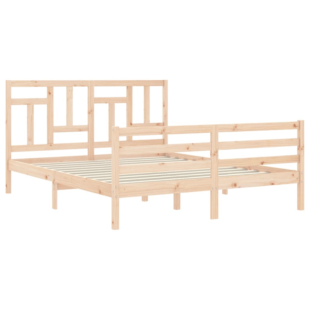Bed Frame with Headboard 160x200 cm Solid Wood
