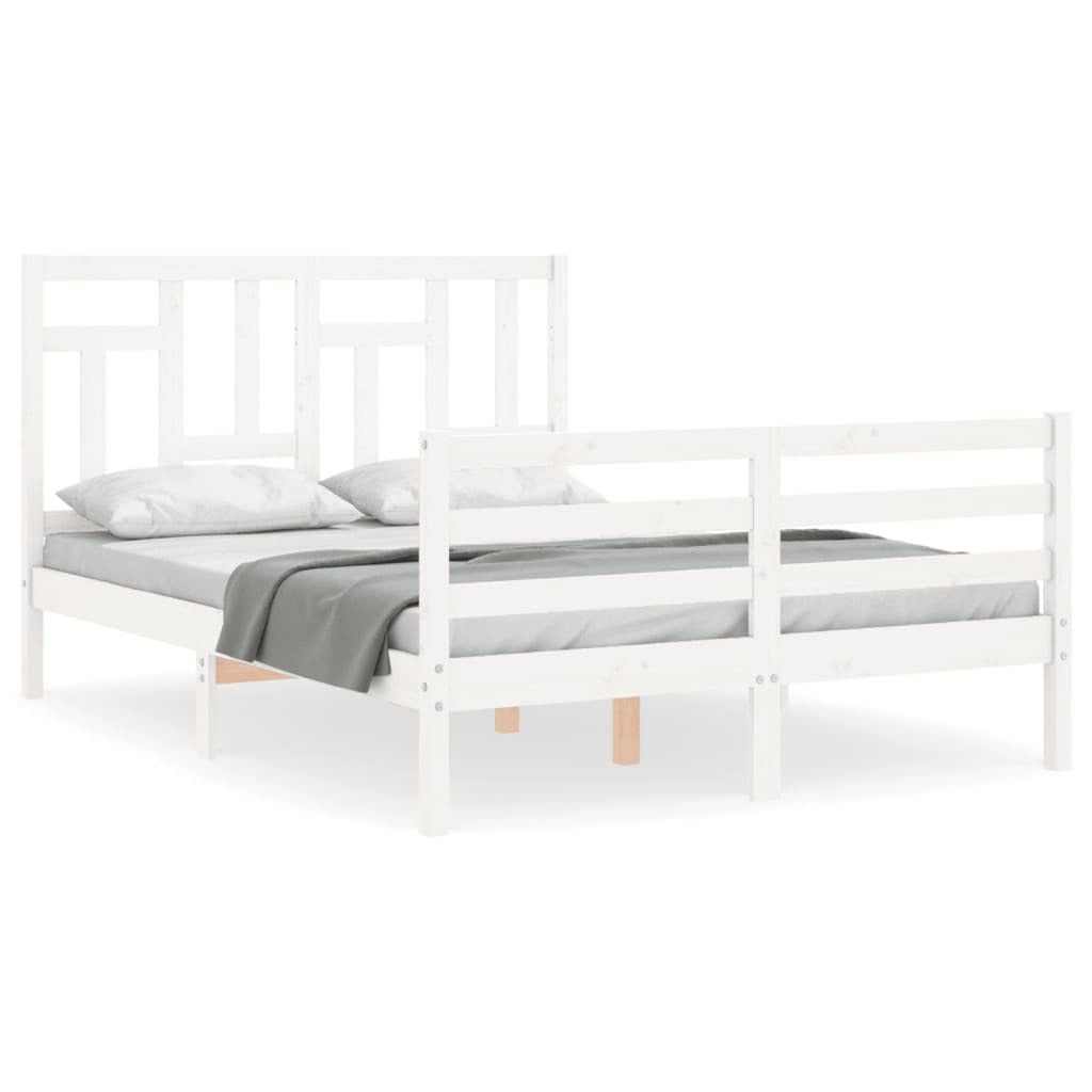 Bed Frame with Headboard White 140x200 cm Solid Wood