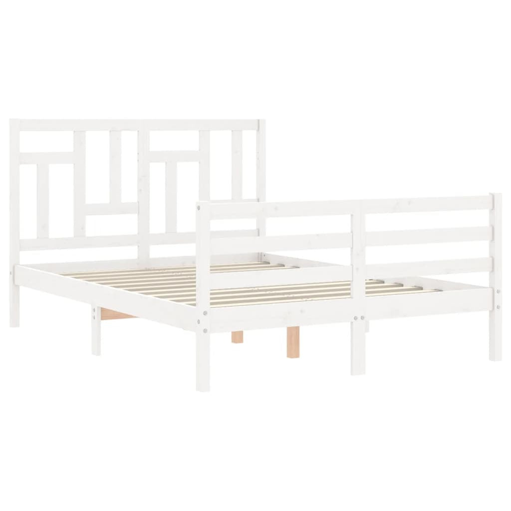 Bed Frame with Headboard White 140x200 cm Solid Wood