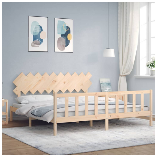 Bed Frame with Headboard 200x200 cm Solid Wood