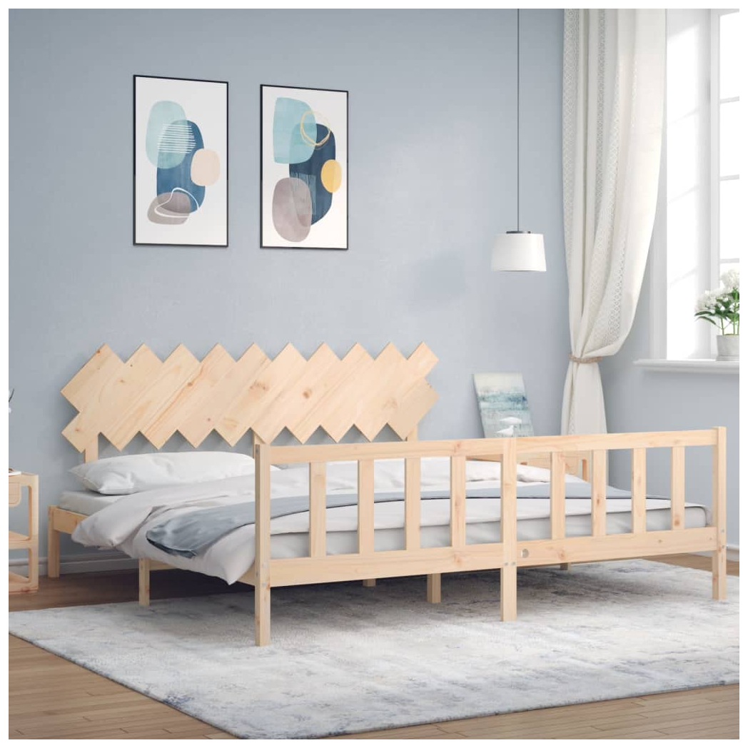 Bed Frame with Headboard 200x200 cm Solid Wood