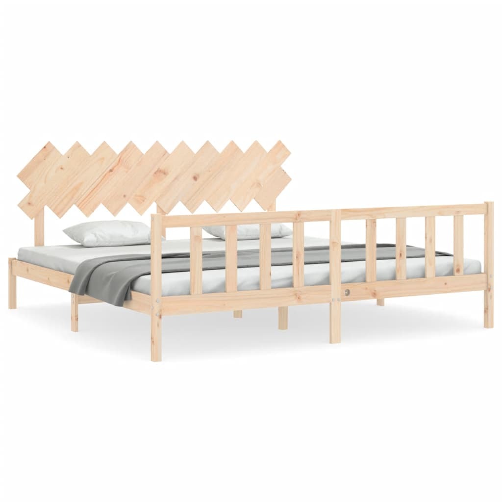 Bed Frame with Headboard 200x200 cm Solid Wood