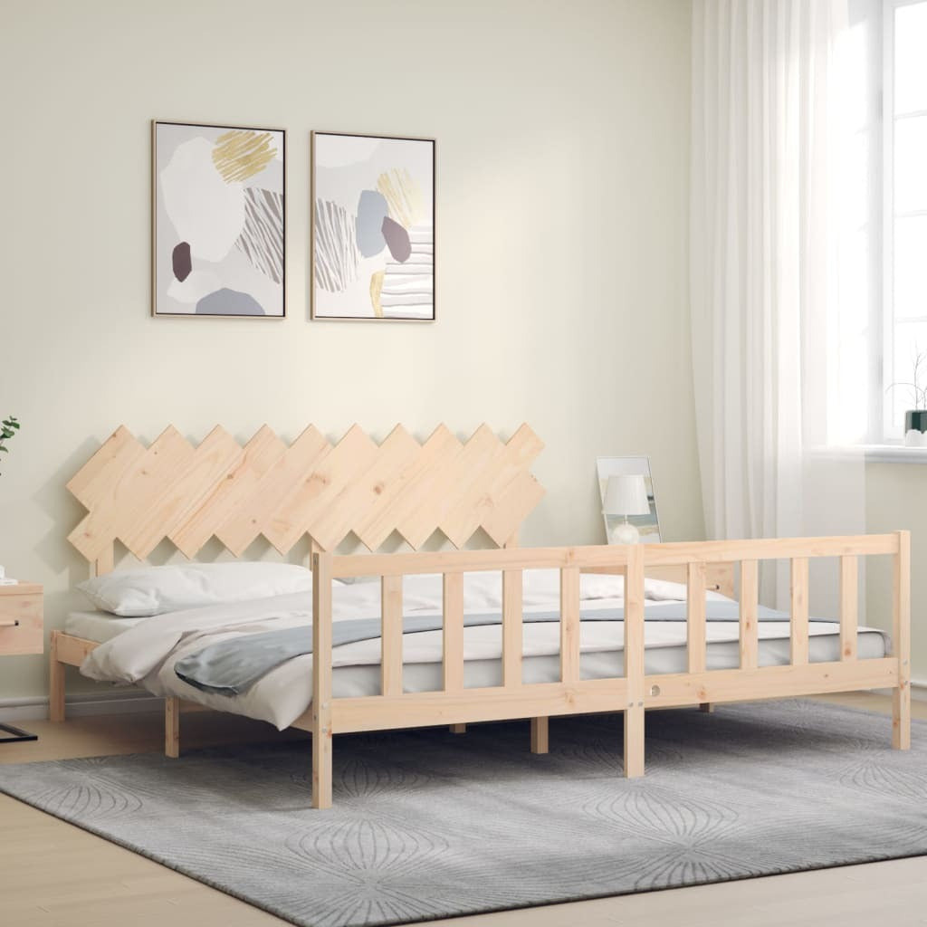 Bed Frame with Headboard 200x200 cm Solid Wood