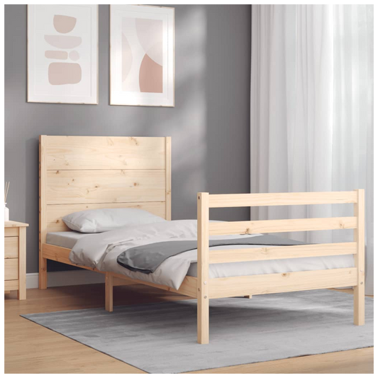 Bed Frame with Headboard 100x200 cm Solid Wood